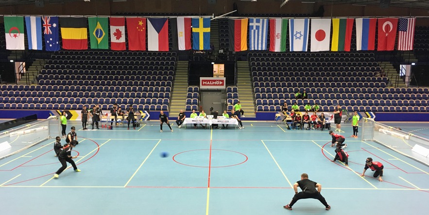 6月3日から8日までスウェーデンのマルモで開催された「ゴールボール世界選手権2018」。日本男子(左)は初戦でカナダを11-6で撃破!(撮影:星野恭子)